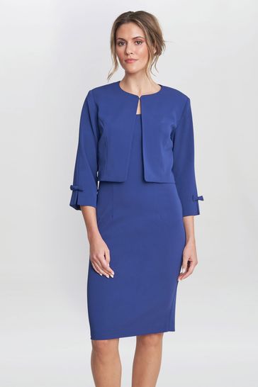 Gina Bacconi Blue Corinne Crepe Dress And Jacket