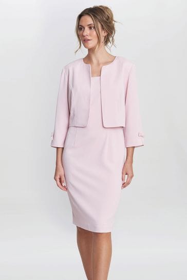 Gina Bacconi Pink Corinne Crepe Dress And Jacket