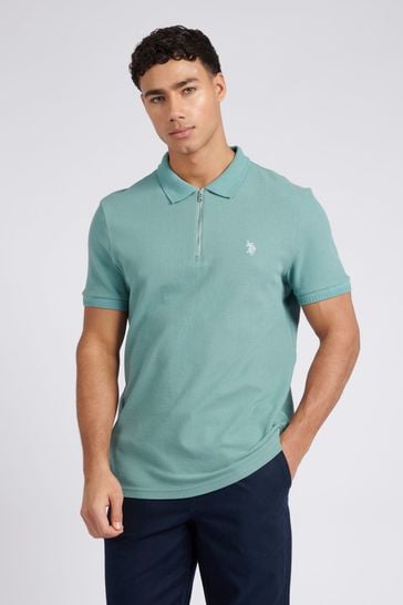 U.S. Polo Assn. Mens Blue Regular Fit Texture Polo Shirt