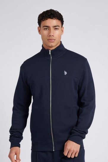 U.S. Polo Assn. Mens Blue Classic Fit Luxe Funnel Tracksuit Top