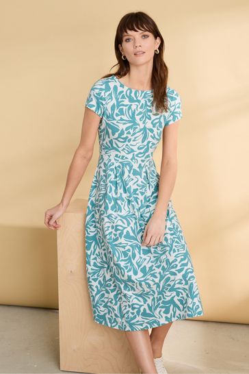 Seasalt Cornwall Green Wild Bouquet Jersey Midi Dress