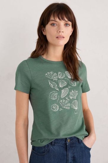 Seasalt Cornwall Green Printing Ink Organic Cotton T-Shirt