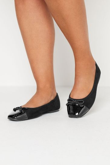 Buy Yours Curve Black Extra Wide Fit Chiselled Toe Cap Ballet Shoes from Next Bahrain