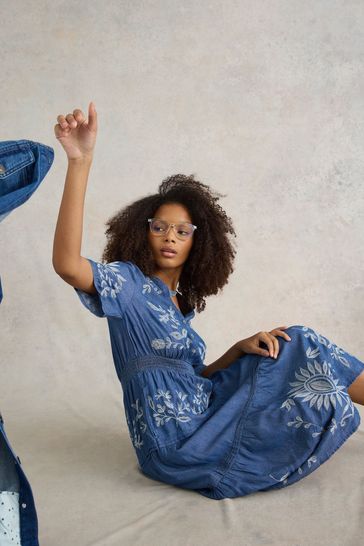 Buy White Stuff Blue Isla Embroidered Denim Dress from Next Netherlands