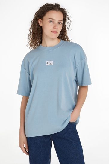 Calvin Klein Blue Boyfriend Rib Label T-Shirt