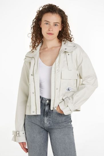 Calvin Klein White Logo Utility Short Jacket