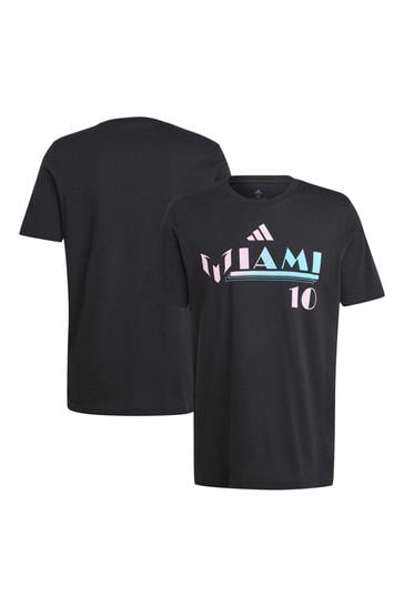 adidas Black Inter Miami CF  Messi Number Football Shirt
