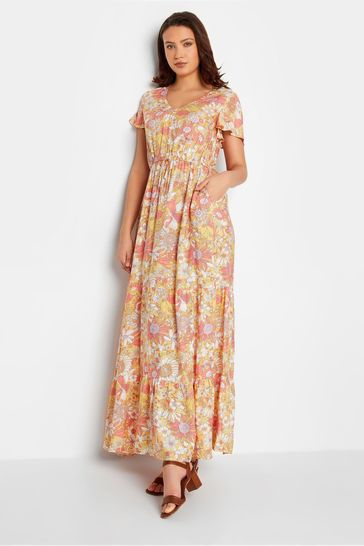 Long Tall Sally Orange Pastel Floral Maxi Dress