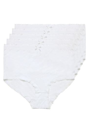 Yours Curve White Cotton High Waisted Full Briefs 5 Pack