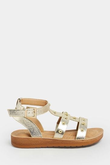 Yours Curve Gold Extra Wide Fit Studded Gladiator Sandals