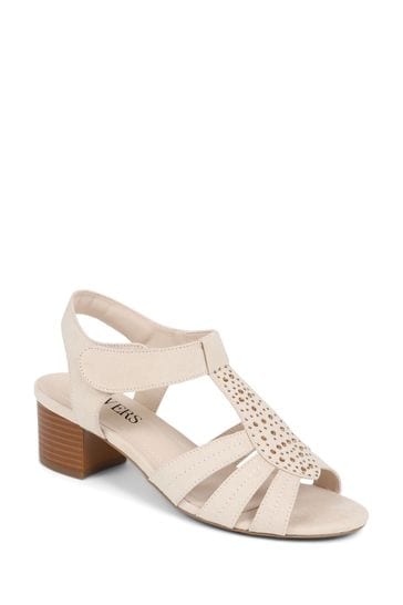 Pavers Cream Heeled Smart Sandals