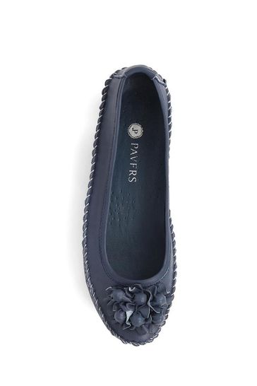 Buy Pavers Blue Pavers Blue Floral Leather Ballet Pumps from Next Kuwait