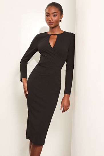 Buy Lipsy Black Keyhole Cross Front Long Sleeve Bodycon Dress from Next Bahrain