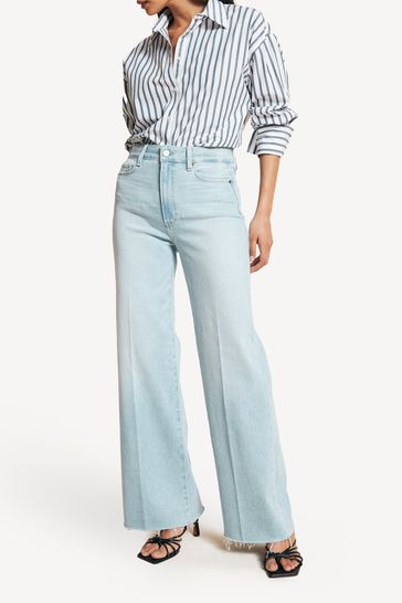 Buy Paige Blue Anessa Raw Hem Wide Leg Jeans from Next Turkey