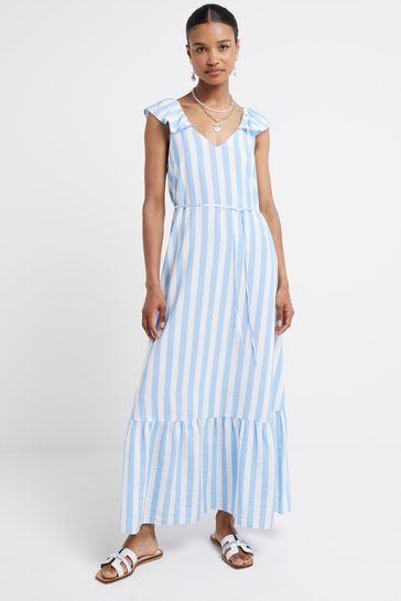 Buy River Island Floral Frill Sleeve Maxi Dress from Next Bahrain