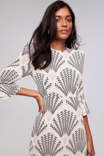 Buy Mint Velvet Cream Print Ruffle Midi Dress from Next Kuwait