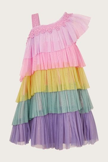 Monsoon Pink Crochet Colourblock Dress