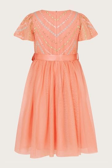 Buy Monsoon Orange Chevron Flower Tulle Dress from Next Netherlands