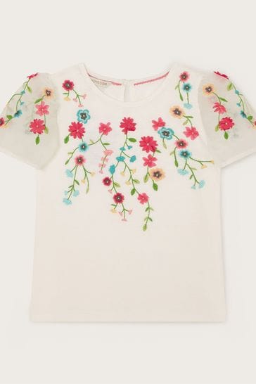 Monsoon White Floral Embroidered Top