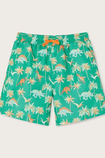 Monsoon Green Dinosaur Palm Swim Shorts