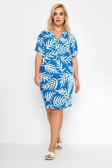 Yours Curve Blue Abstract Print Tunic Dress