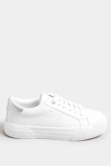Yours Curve White Extra Wide Fit Star Cut Out Trainers