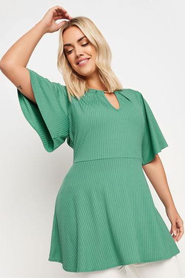 Yours Curve Green YOURS Curve Green Metal Trim Peplum Top
