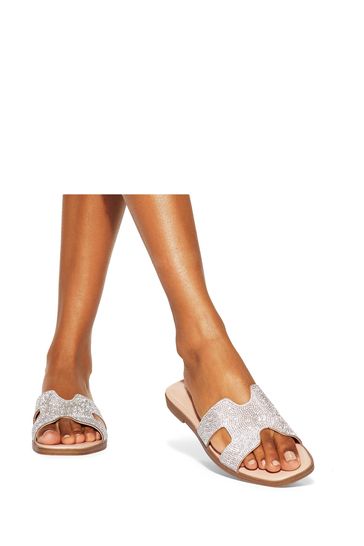 Buy KG Kurt Geiger Silver Chrome Raven Bling Sandals from Next Bahrain