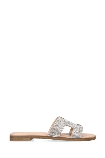 KG Kurt Geiger Silver Chrome Raven Bling Sandals