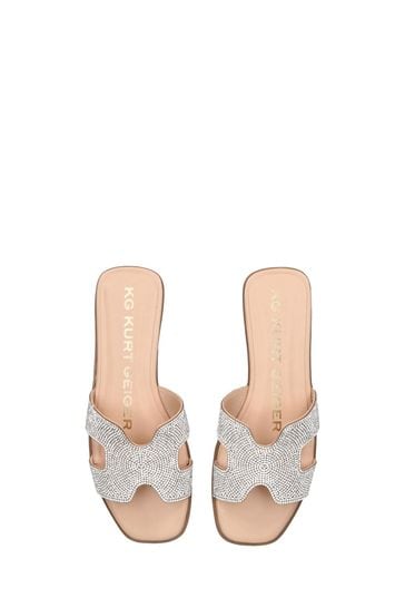 KG Kurt Geiger Silver Chrome Raven Bling Sandals