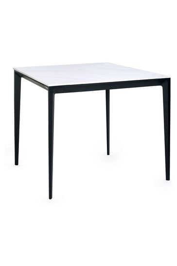 Julian Bowen White Marble Miami Square Stone Top Dining Table