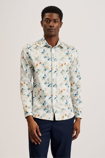 Ted Baker Cream Loire Photographic Floral Shirt
