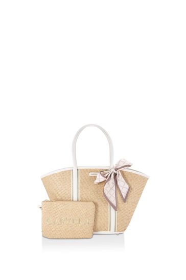 Buy Carvela Nude Straw Scarf Basket Bag from Next Bahrain