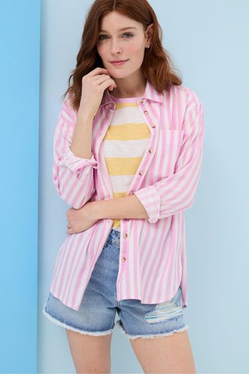 FatFace Pink Judes Stripe Shirt