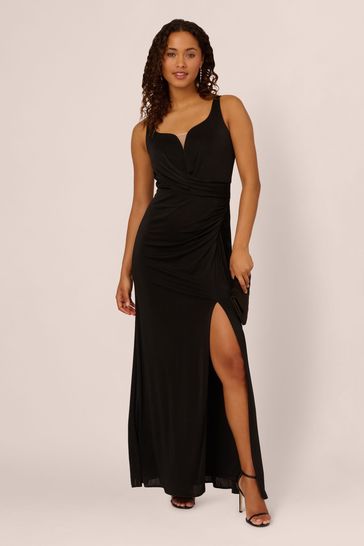 Adrianna Papell Novelty Knit Mermaid Black Gown