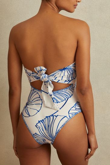 Reiss Natural Print Veronica Printed Wrap Front Swimsuit