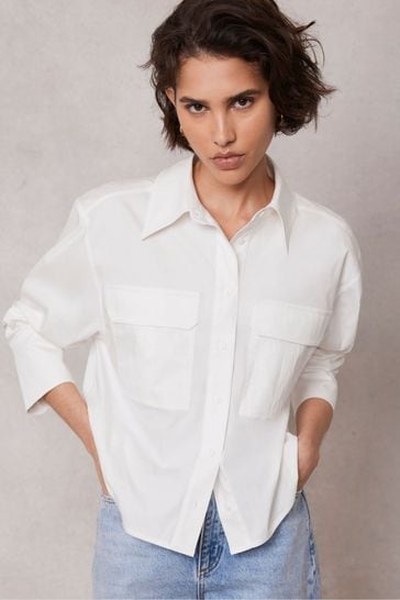 Mint Velvet White Cotton Utility Shirt