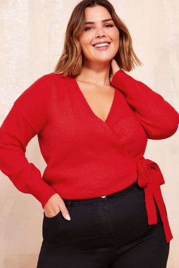 Buy Friends Like These Red Knitted Wrap Jumper from Next Bahrain
