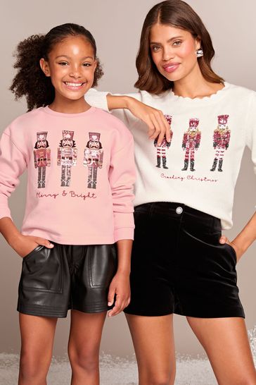 Lipsy Nutcracker Christmas Slogan Crew Neck Knitted Jumper