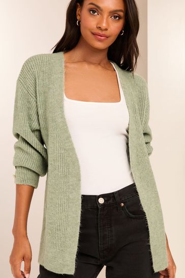 Buy Lipsy Green Cosy Long Sleeve Rib Edge To Edge Knit Cardigan from Next Bahrain
