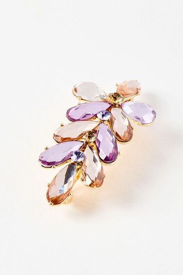 Oliver Bonas Pink And Purple Stones Floral Barrette Evie Hair Clip