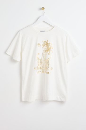 Oliver Bonas White Metallic Crocodile T-Shirt