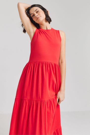 Simply Be Red Tiered Maxi Dress