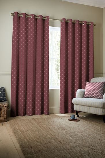 Emily Bond Burgundy Red Wild Thyme Made to Measure Curtains
