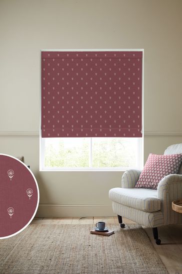 Emily Bond Burgundy Red Wild Thyme Made to Measure Roman Blind