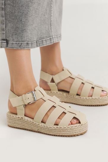 Simply Be Natural Wide Fit Fisherman Upper Espadrilles Wedges