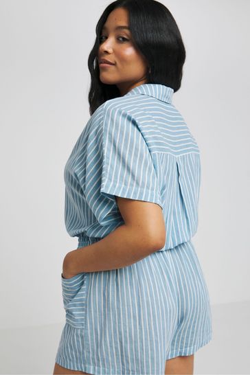 Buy Simply Be Blue Cheesecloth Beach Playsuit from Next Cyprus