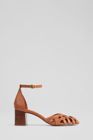 LK Bennett Noemia Leather Criss-Cross Tan Brown Sandals