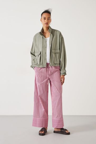 Pink and white striped trousers discount