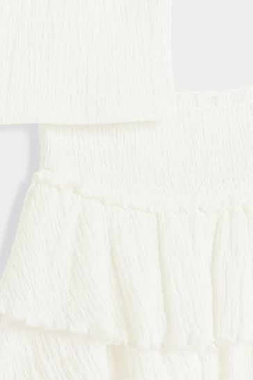 River island white ruffle skirt hot sale